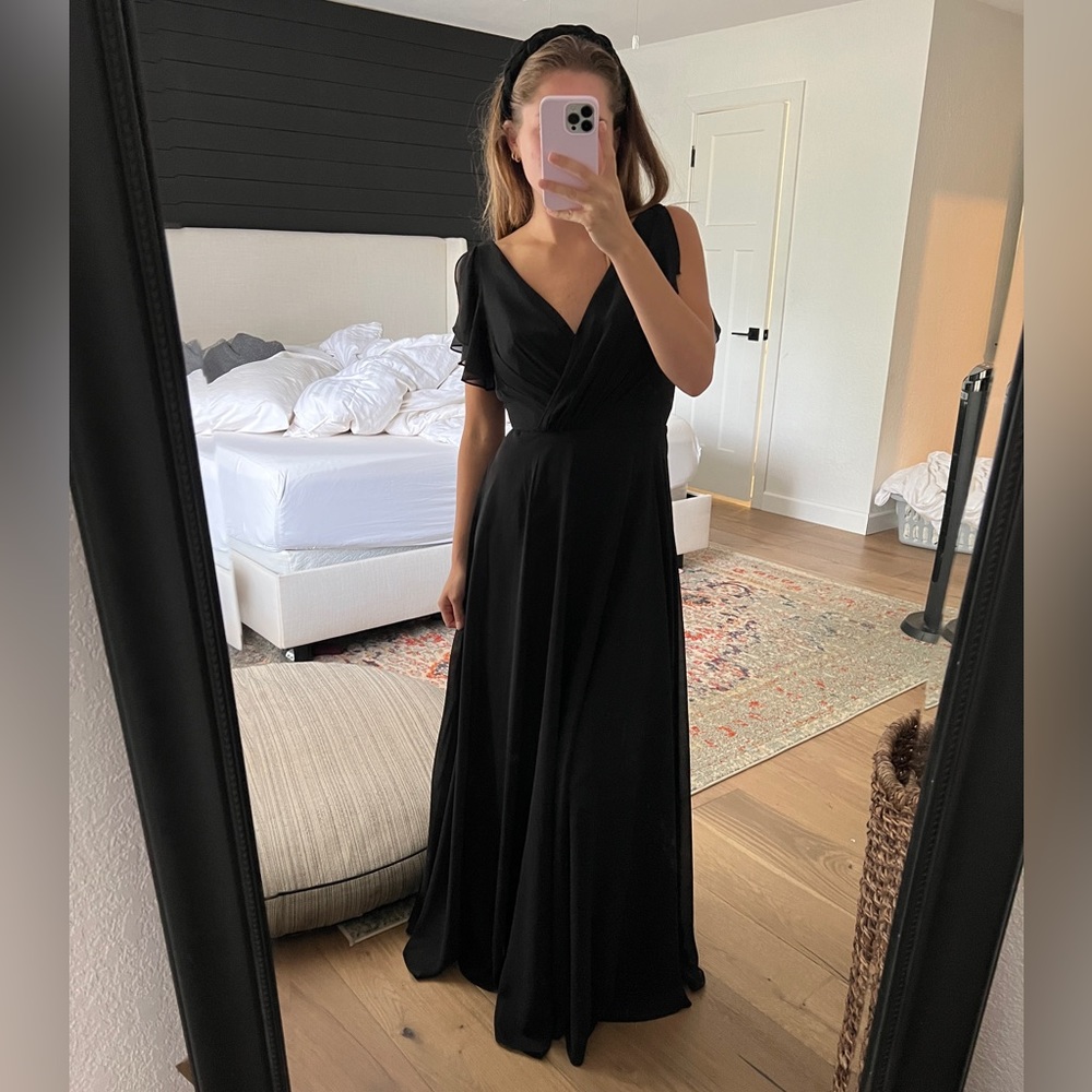 David’s bridal black bridesmaid dress size 2